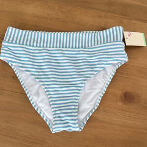 SO Banded High Waist Striped Bikini Bottom, Size M